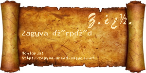 Zagyva Árpád névjegykártya